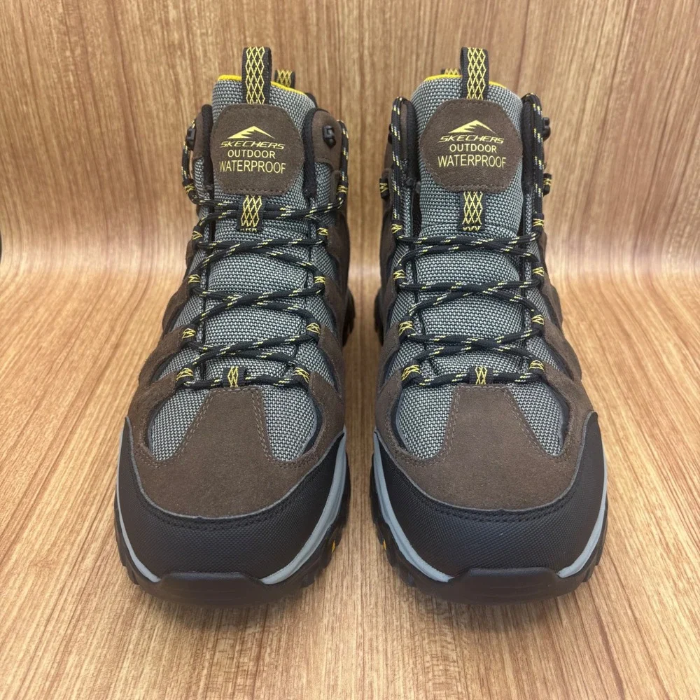 Skechers Rickter-Branson Hiking Boots Mens 9.5 Khaki NEW Waterproof Relaxed Fit